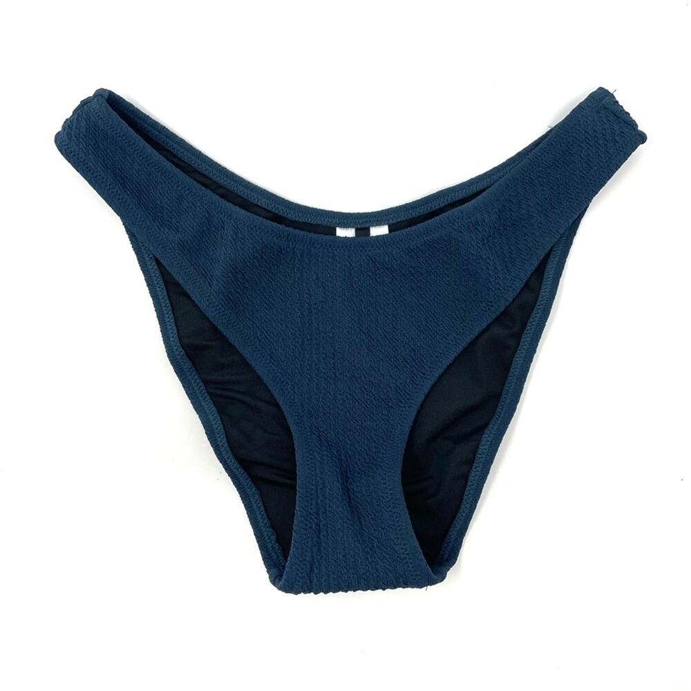 J. Crew Textured Curved-waist Cheeky Bikini Bottom Blue Women’s Small BC050 $59